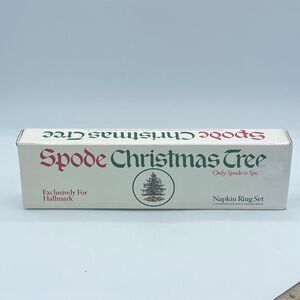 NIB Spode Christmas Tree Napkin Rings Set of 4 Hallmark Holiday Ceramic